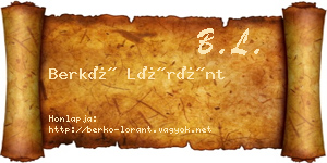 Berkó Lóránt névjegykártya